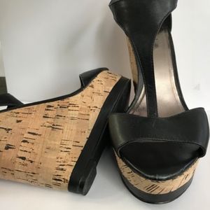 Charles by Charles David black leather wedges